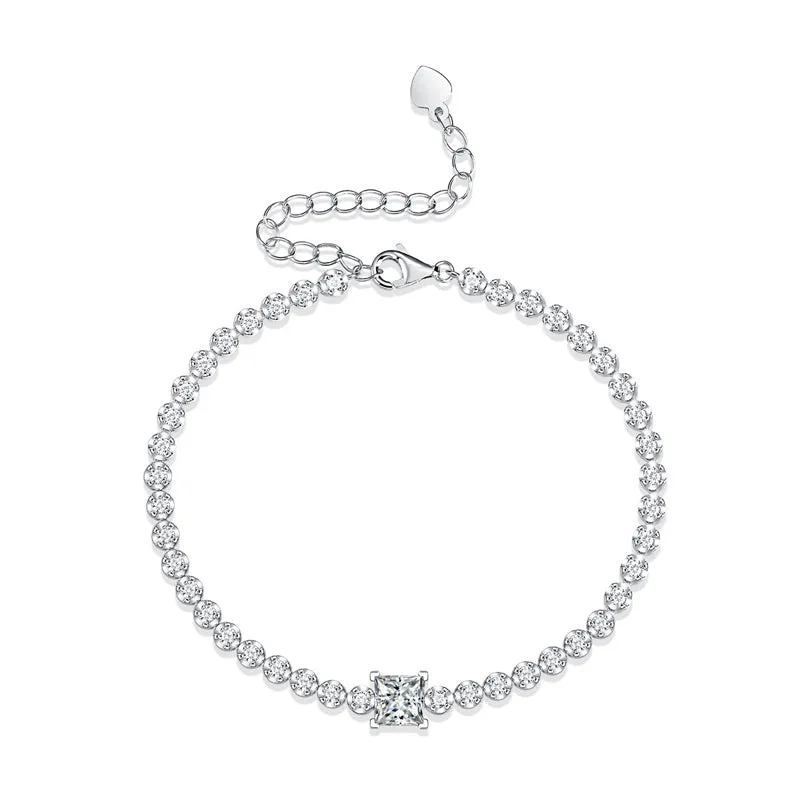 Moissanite Simulated Diamond Bracelet S925 Sterling Silver Diamond Bracelets