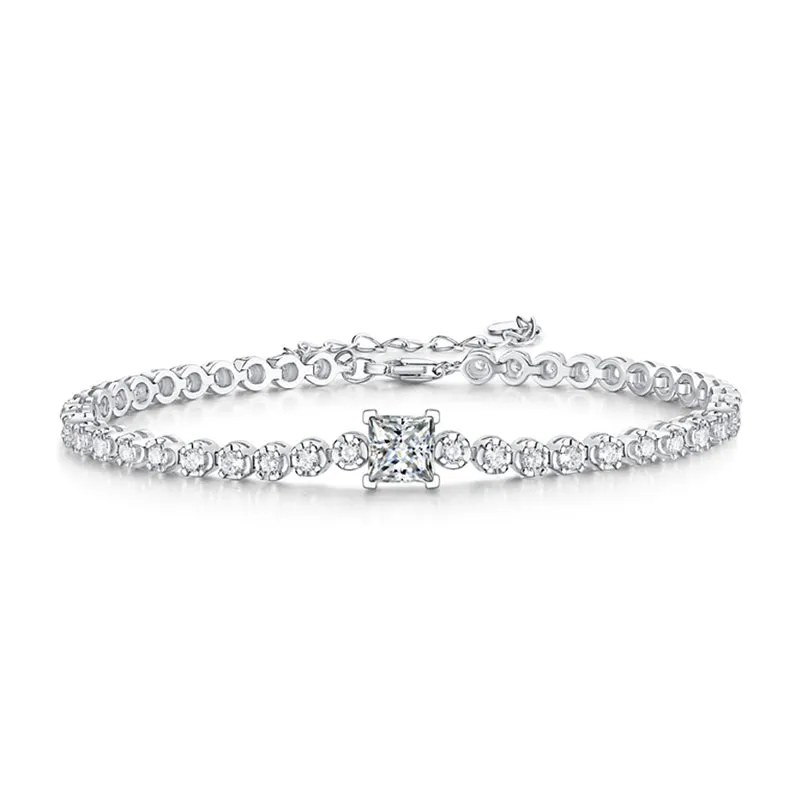 Moissanite Simulated Diamond Bracelet S925 Sterling Silver Diamond Bracelets