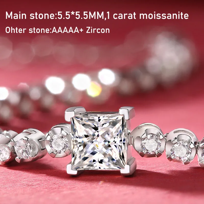 Moissanite Simulated Diamond Bracelet S925 Sterling Silver Diamond Bracelets