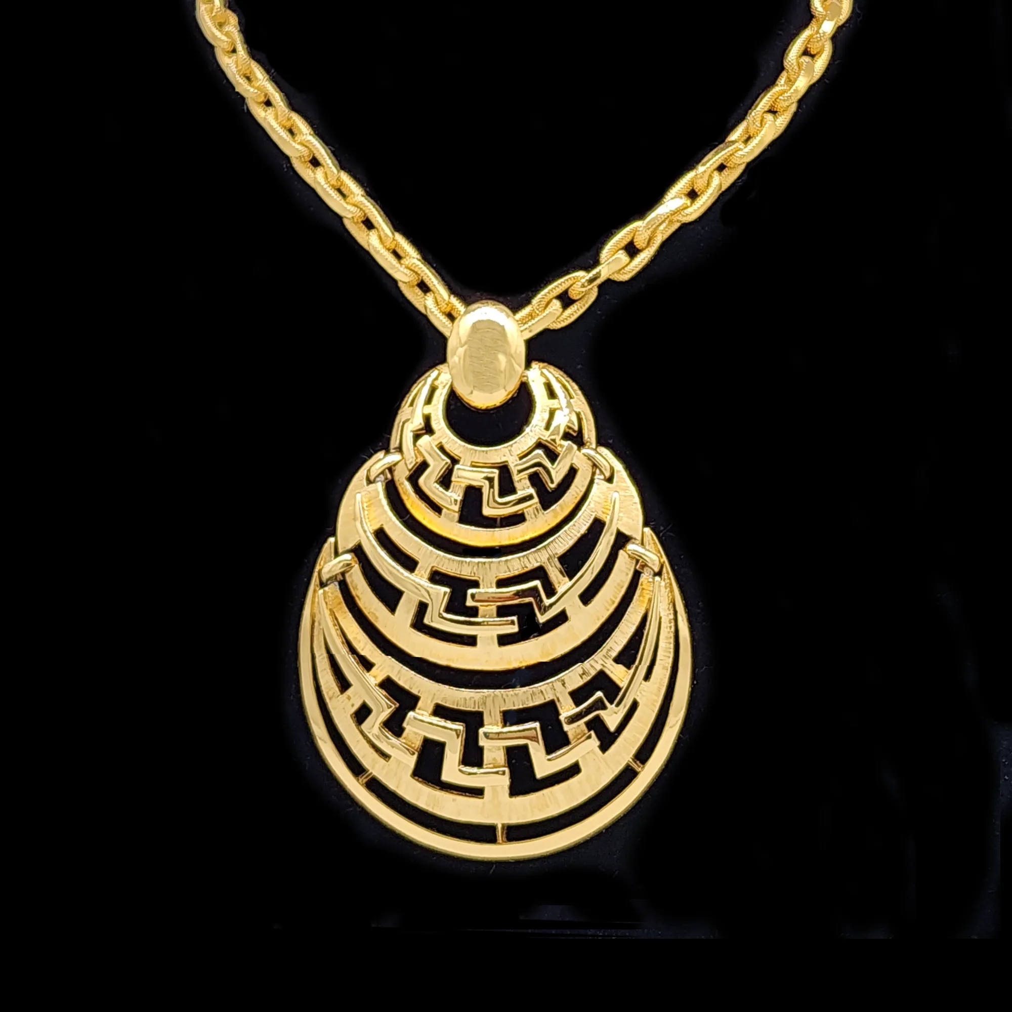 Monet Vintage Pendant Necklace With Greek Key Detail