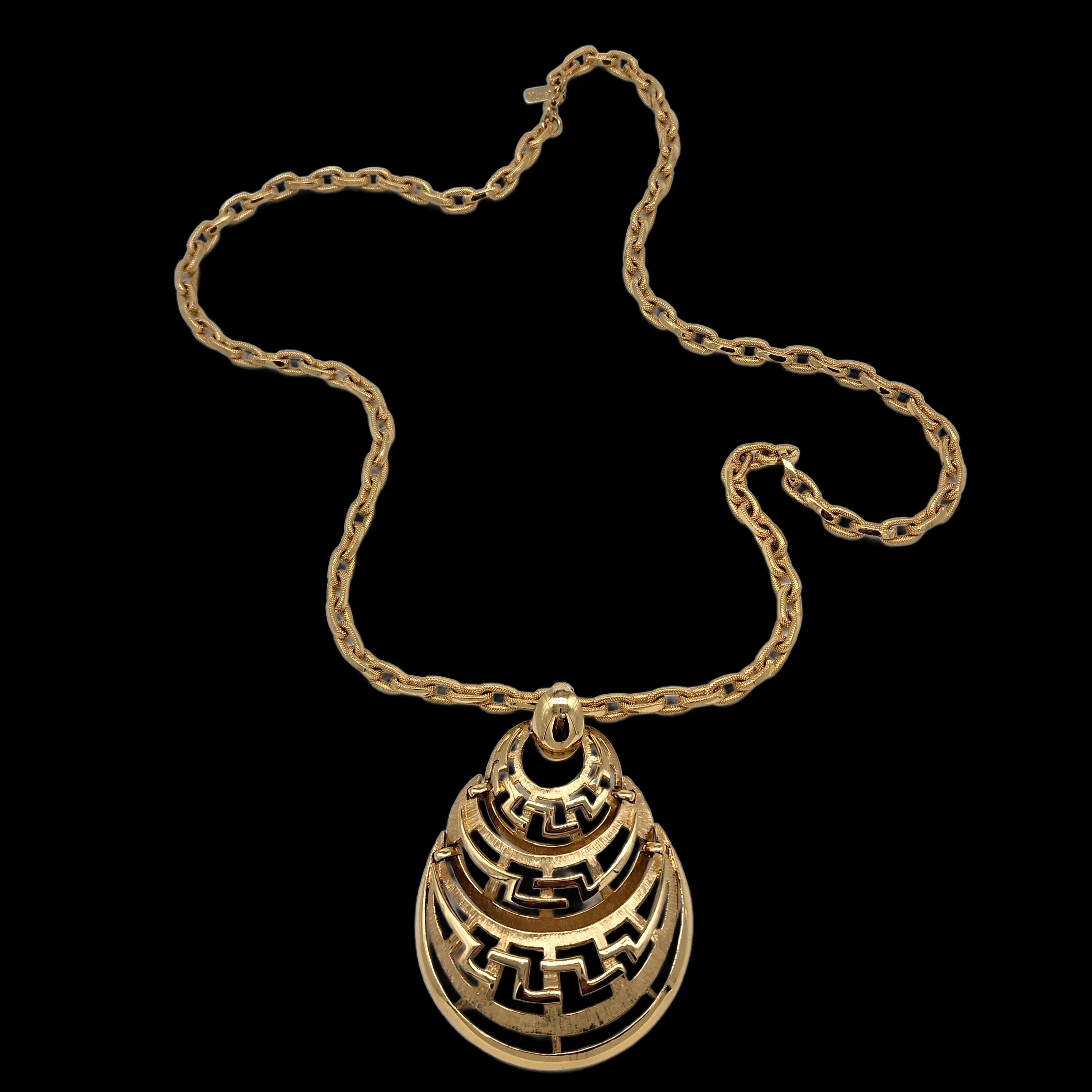 Monet Vintage Pendant Necklace With Greek Key Detail