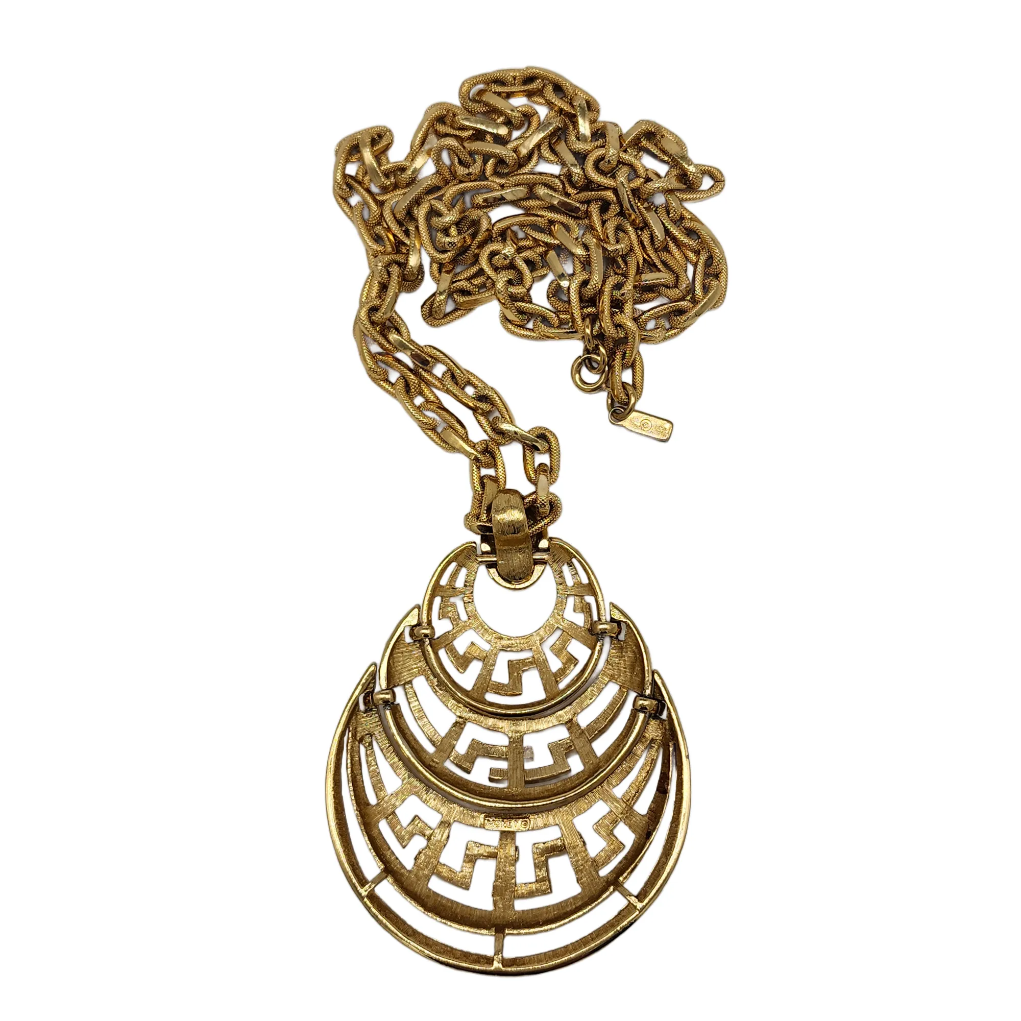 Monet Vintage Pendant Necklace With Greek Key Detail