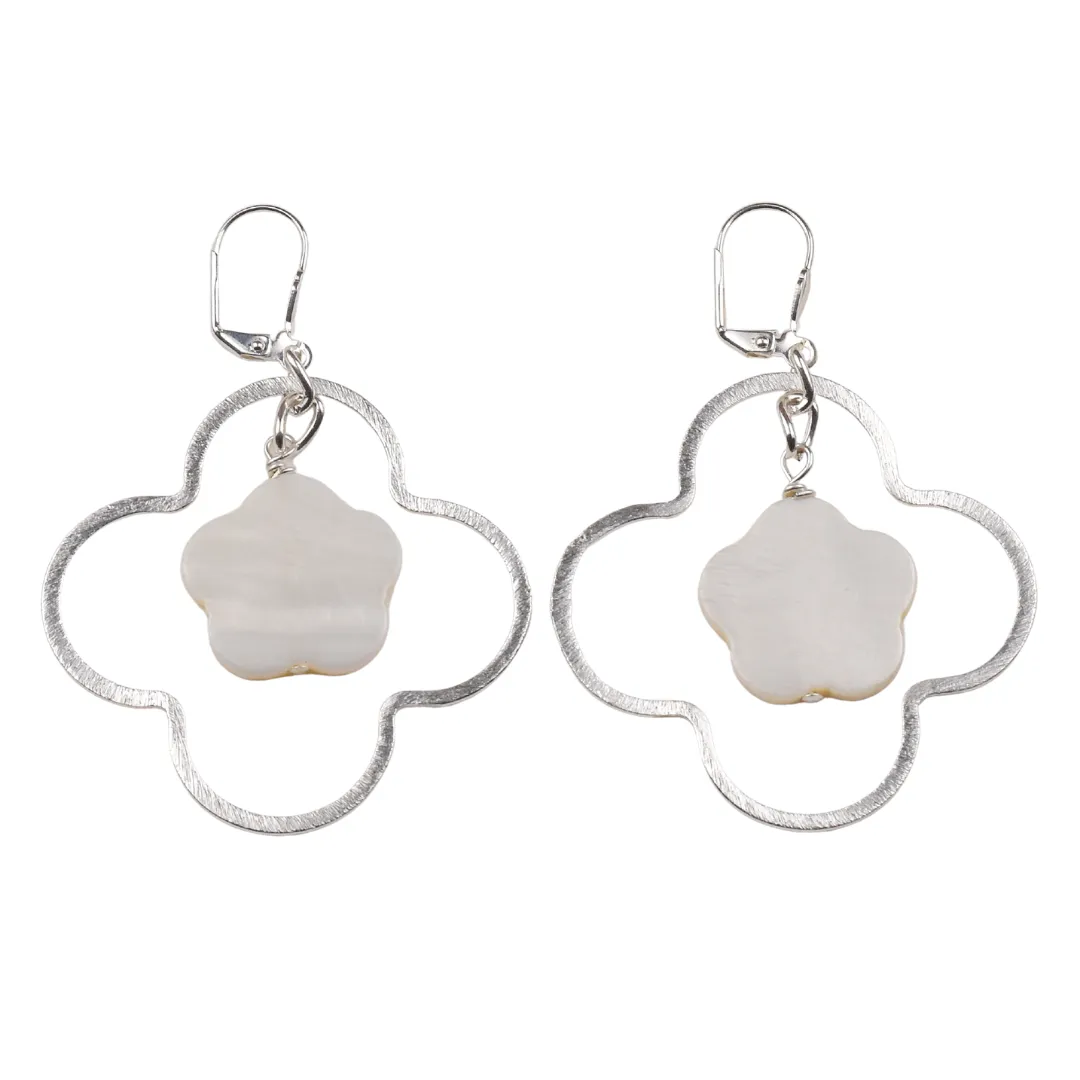 Mother of Pearl Flower Earring: Gold or Silver