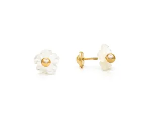 Mother of Pearl Flower With Gold Ball Center