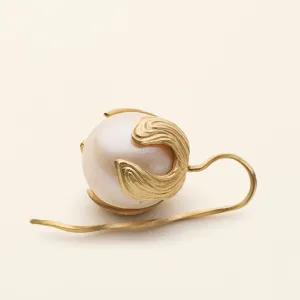 MULLL SINGLE PEARL EARRING - 18K gold plated silver