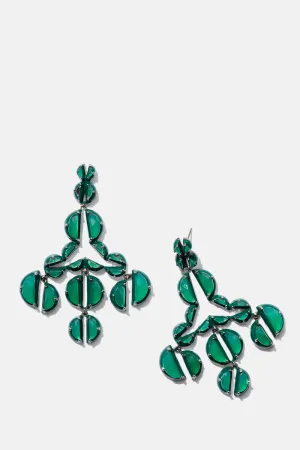 Murano Emerald Enameled Girandole Earrings - Green Onyx