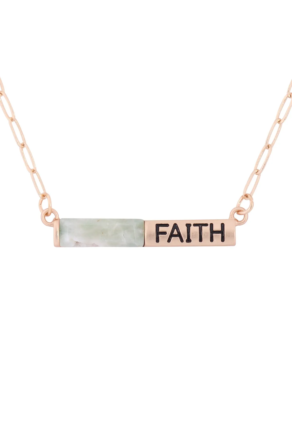 MYE1435 - "FAITH" HALF NATURAL STONE HALF METAL NECKLACE