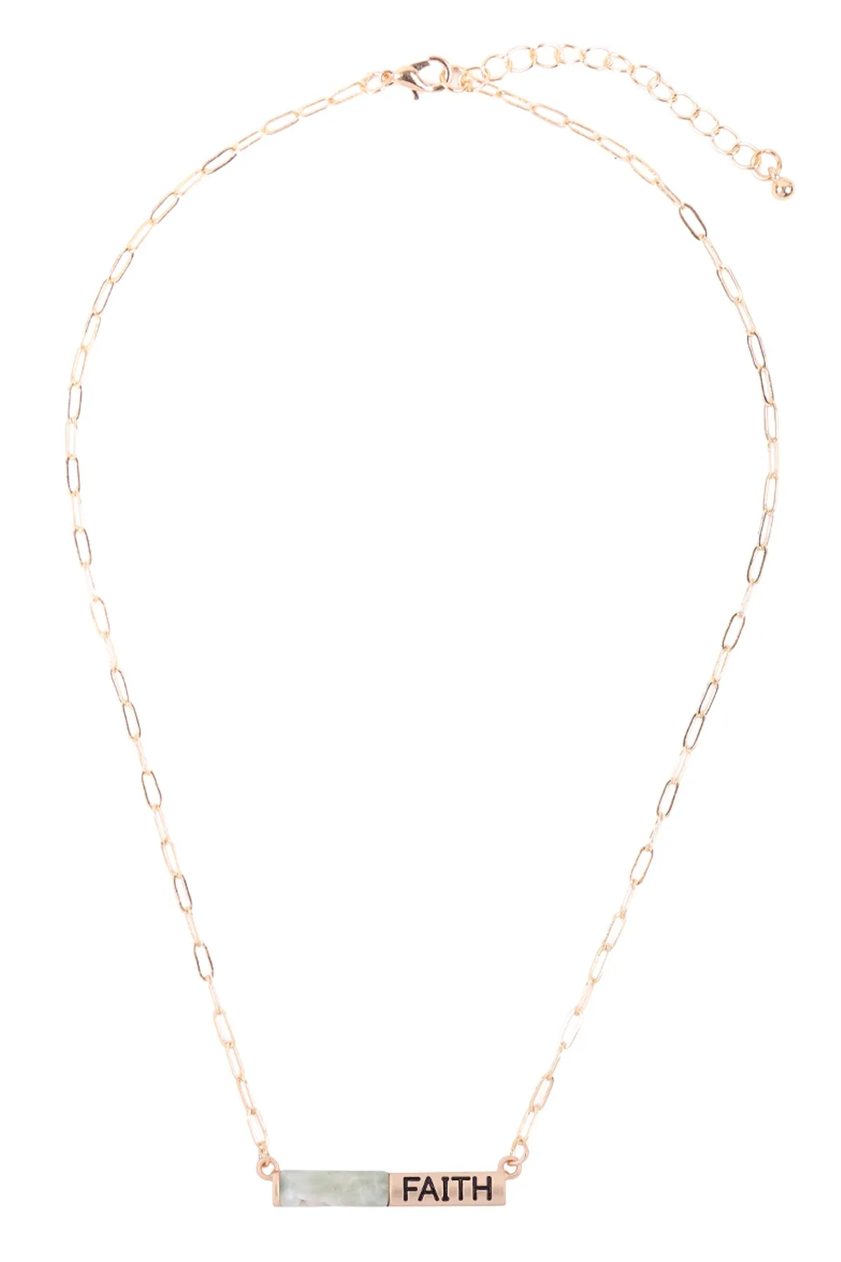 MYE1435 - "FAITH" HALF NATURAL STONE HALF METAL NECKLACE