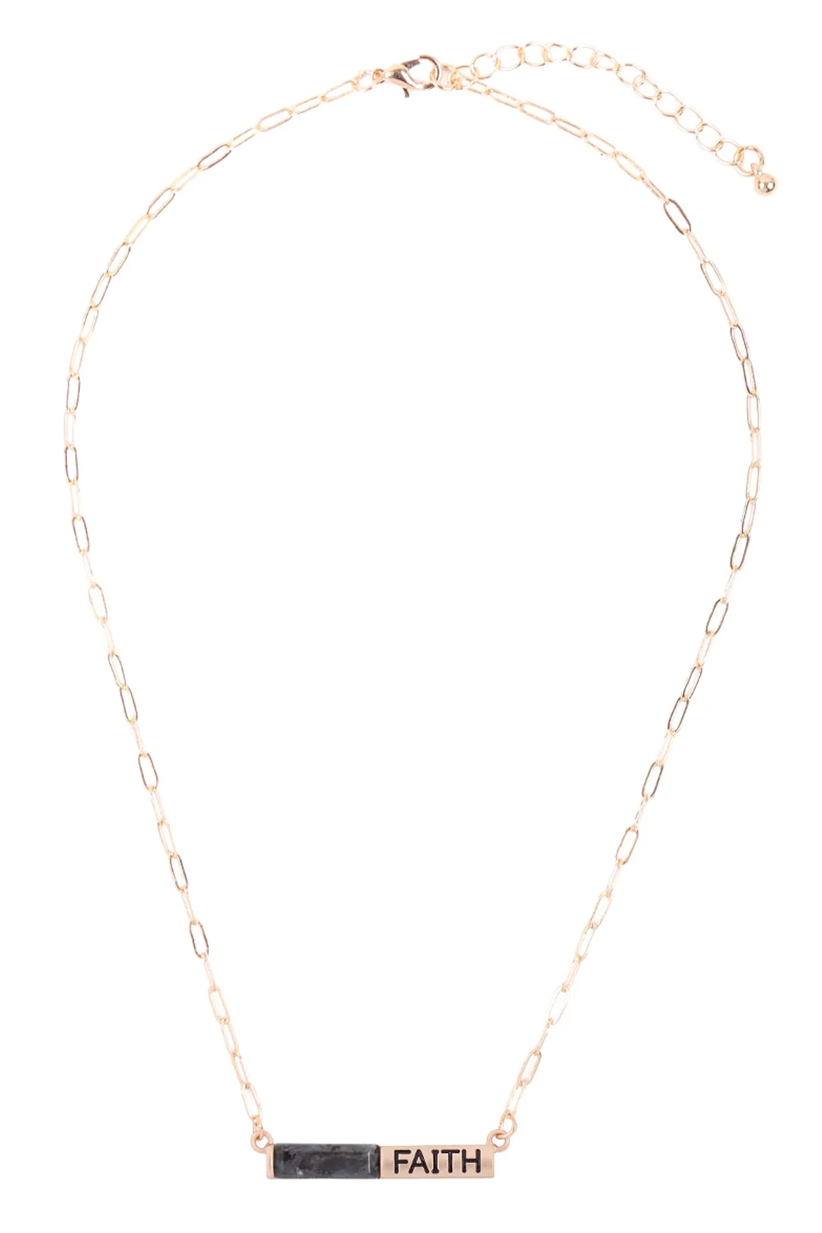 MYE1435 - "FAITH" HALF NATURAL STONE HALF METAL NECKLACE