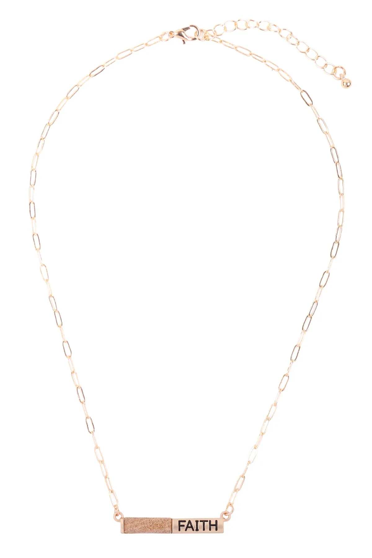 MYE1435 - "FAITH" HALF NATURAL STONE HALF METAL NECKLACE