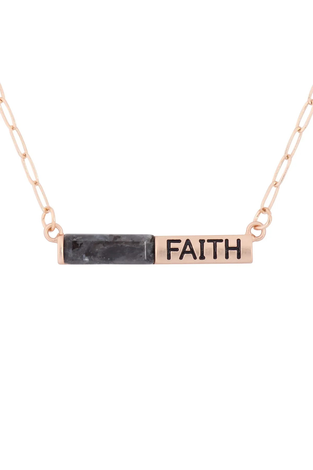 MYE1435 - "FAITH" HALF NATURAL STONE HALF METAL NECKLACE
