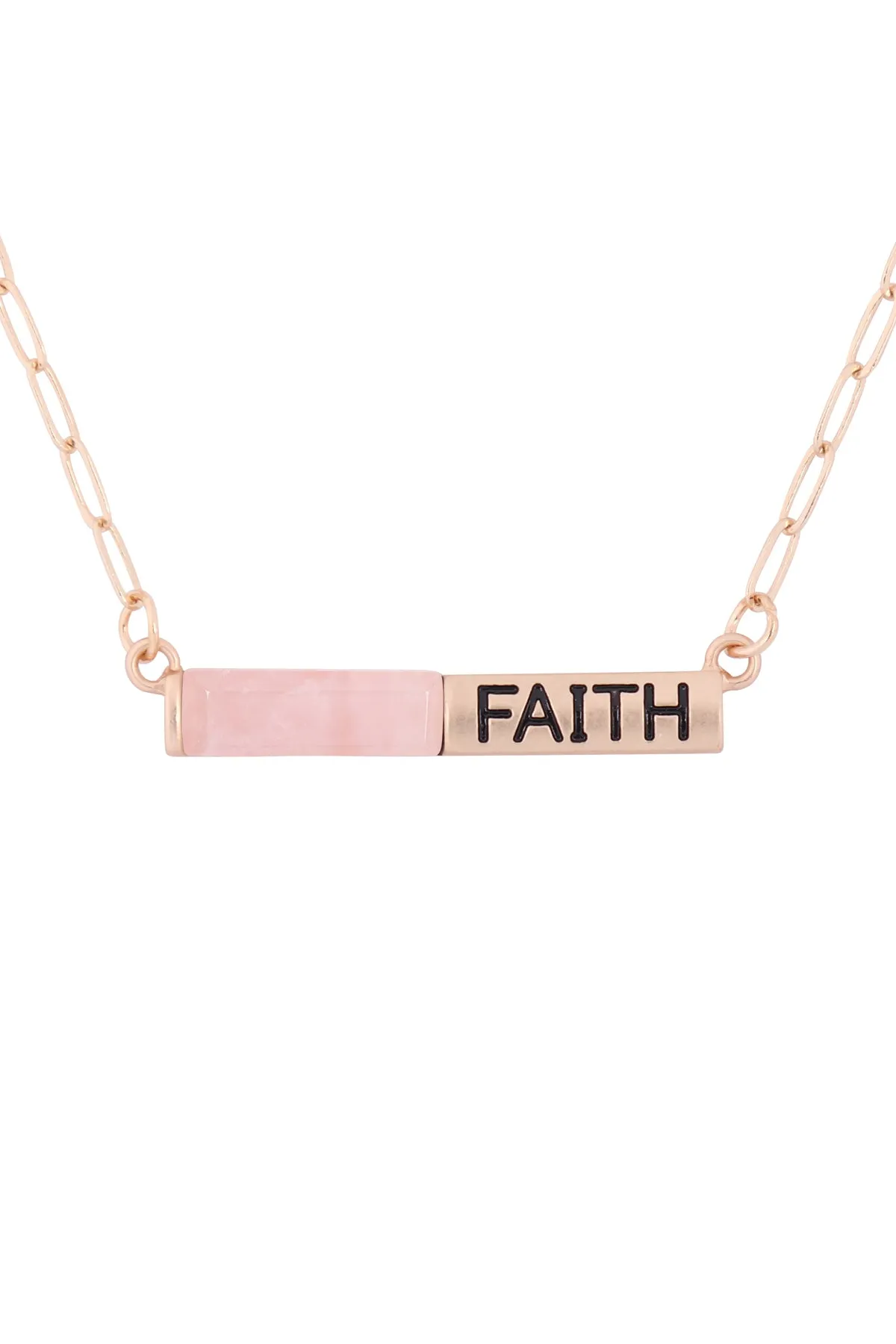 MYE1435 - "FAITH" HALF NATURAL STONE HALF METAL NECKLACE