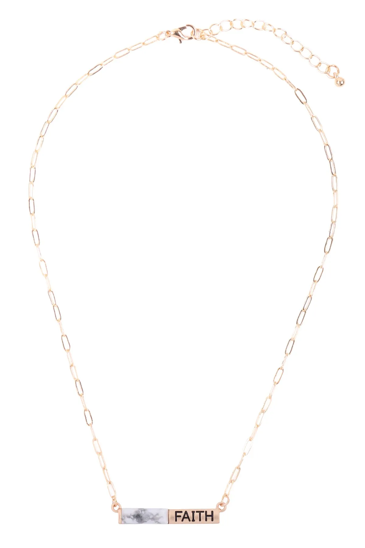 MYE1435 - "FAITH" HALF NATURAL STONE HALF METAL NECKLACE