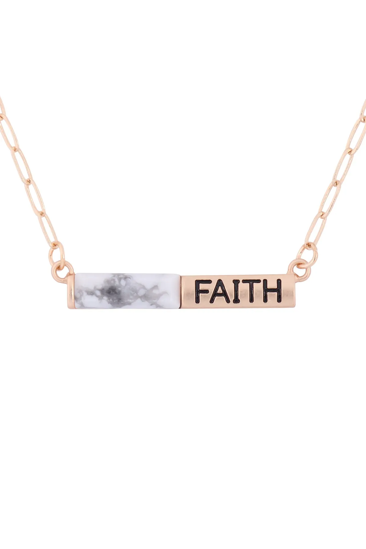 MYE1435 - "FAITH" HALF NATURAL STONE HALF METAL NECKLACE