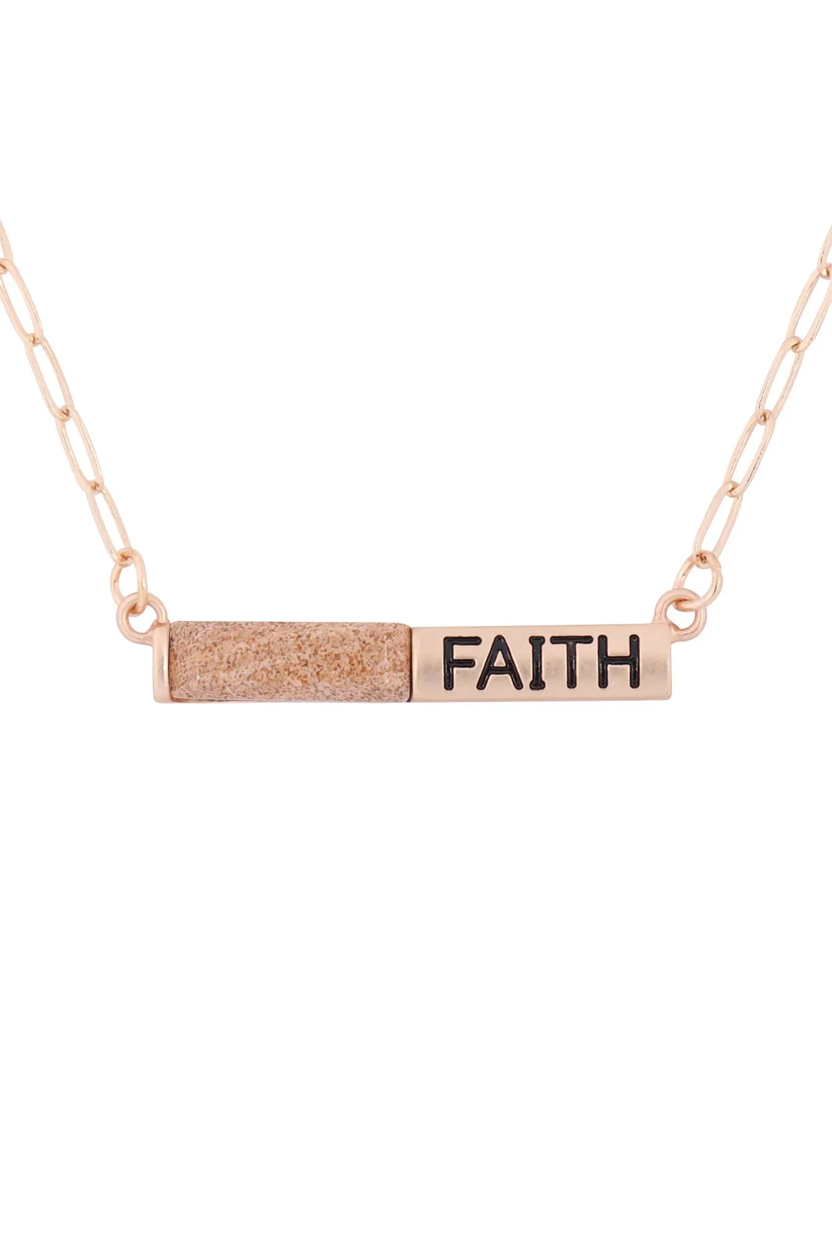 MYE1435 - "FAITH" HALF NATURAL STONE HALF METAL NECKLACE