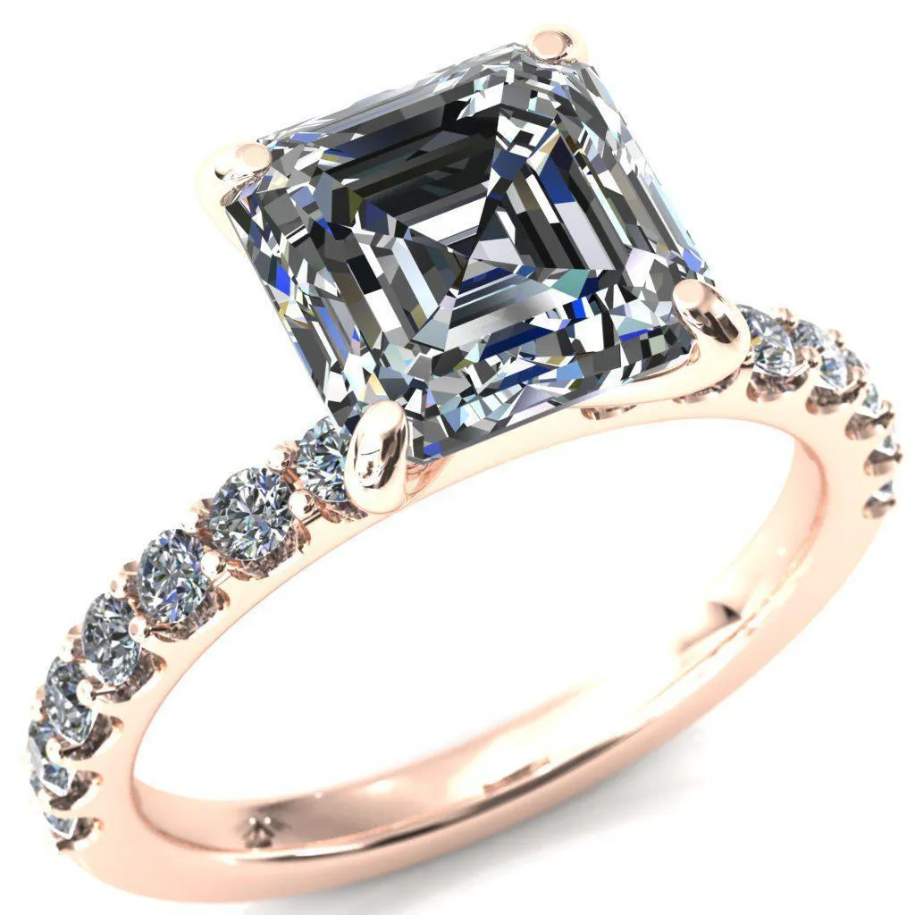 Mylene Asscher Moissanite 4 Prong Sculptural Half Eternity Diamond Engagement Ring