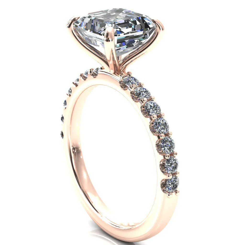 Mylene Asscher Moissanite 4 Prong Sculptural Half Eternity Diamond Engagement Ring