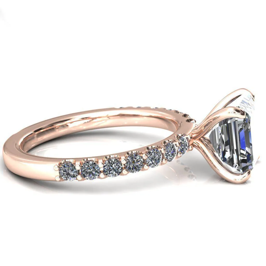 Mylene Asscher Moissanite 4 Prong Sculptural Half Eternity Diamond Engagement Ring