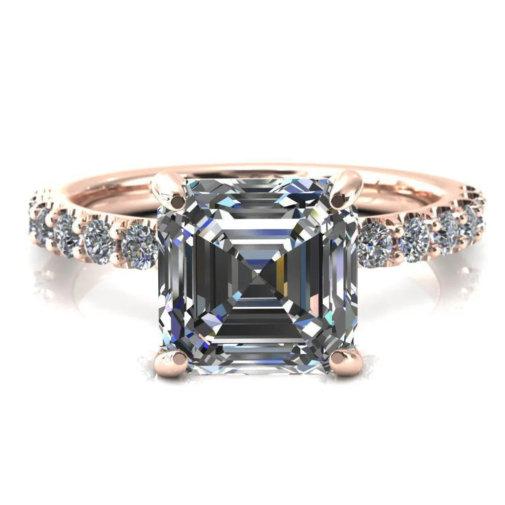 Mylene Asscher Moissanite 4 Prong Sculptural Half Eternity Diamond Engagement Ring