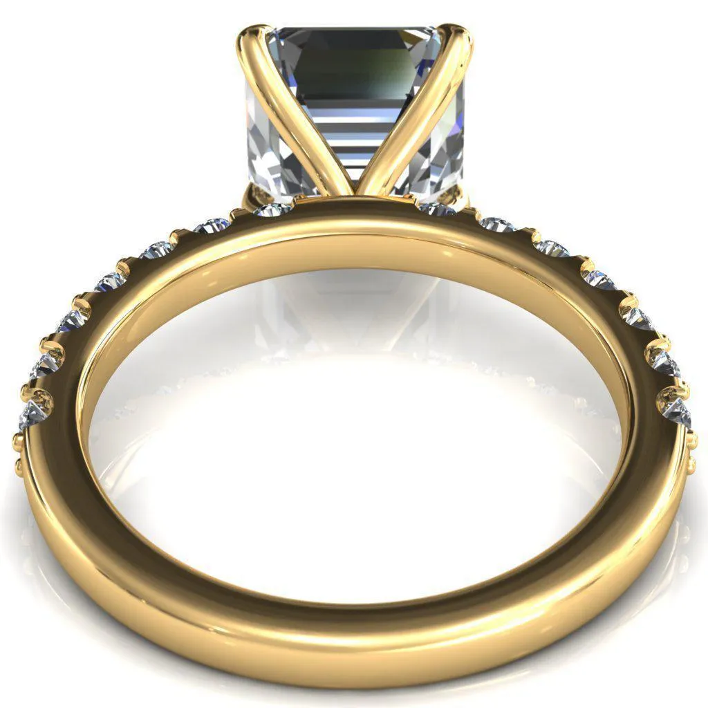 Mylene Asscher Moissanite 4 Prong Sculptural Half Eternity Diamond Engagement Ring