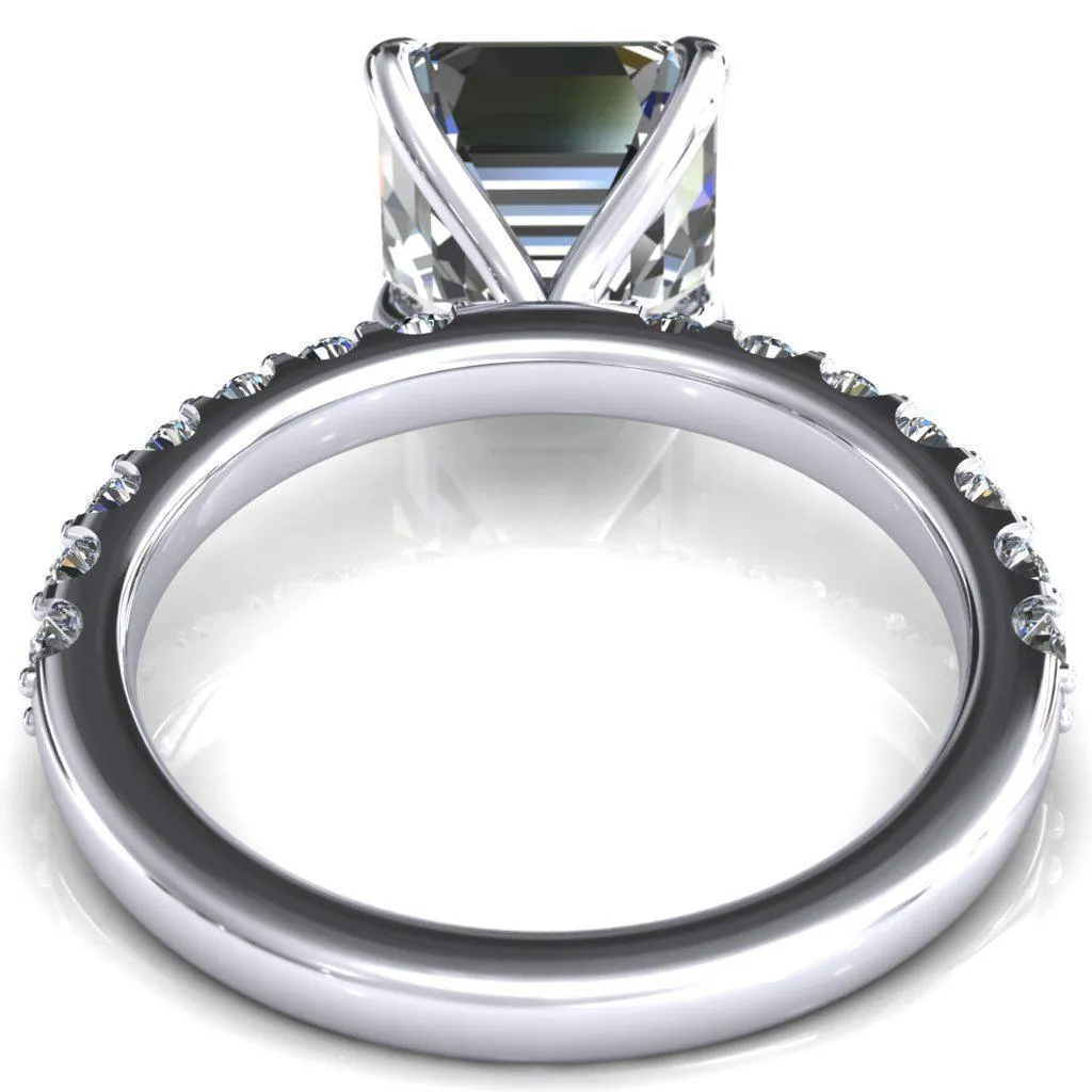 Mylene Asscher Moissanite 4 Prong Sculptural Half Eternity Diamond Engagement Ring
