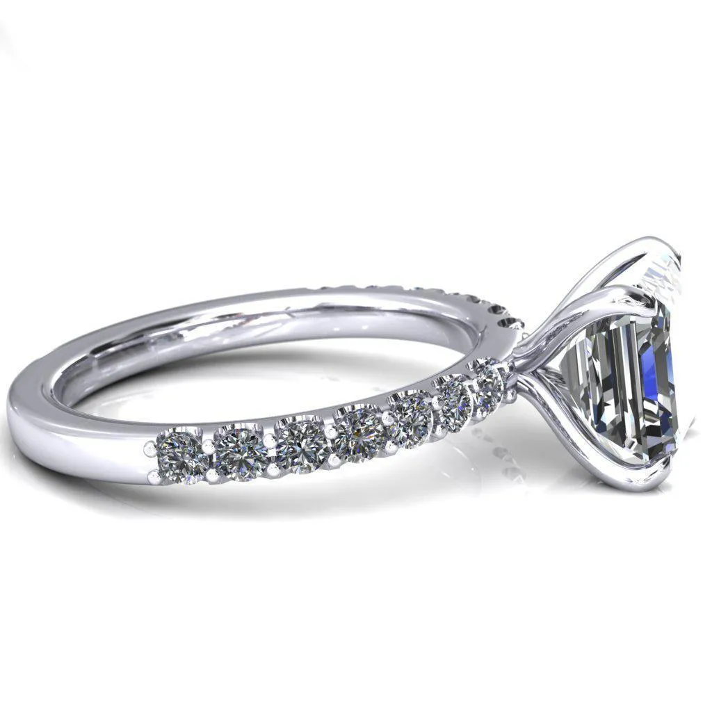 Mylene Asscher Moissanite 4 Prong Sculptural Half Eternity Diamond Engagement Ring