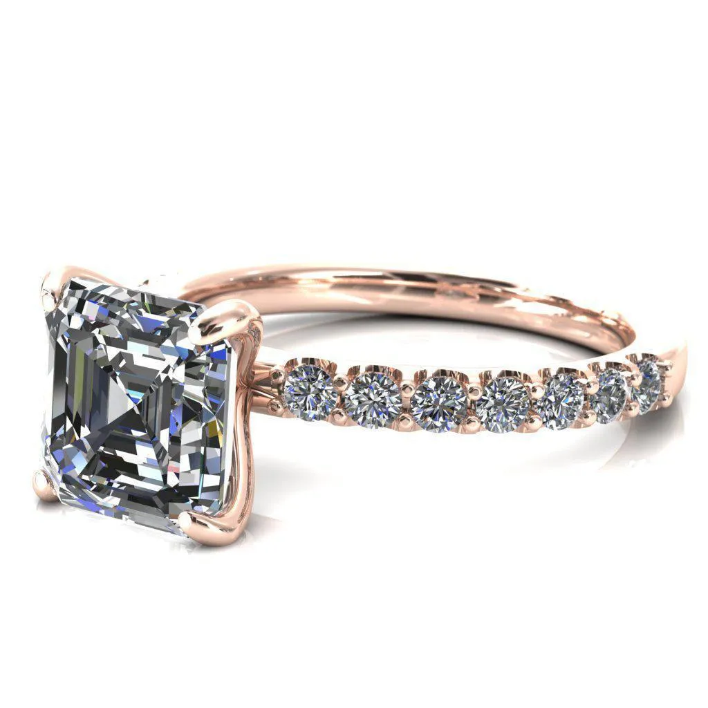 Mylene Asscher Moissanite 4 Prong Sculptural Half Eternity Diamond Engagement Ring