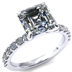 Mylene Asscher Moissanite 4 Prong Sculptural Half Eternity Diamond Engagement Ring