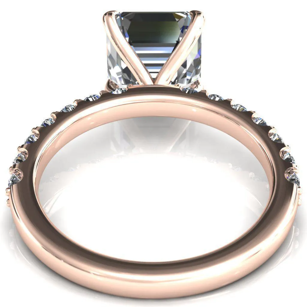 Mylene Asscher Moissanite 4 Prong Sculptural Half Eternity Diamond Engagement Ring