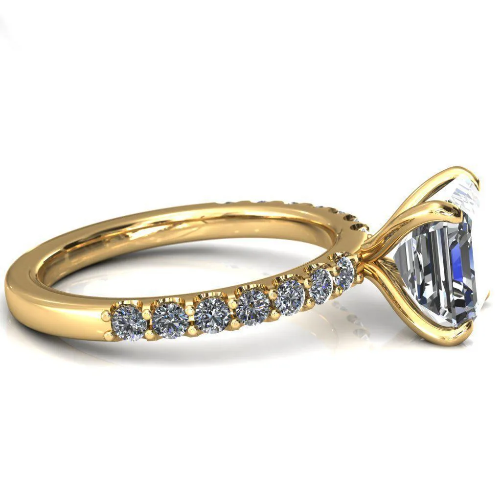 Mylene Asscher Moissanite 4 Prong Sculptural Half Eternity Diamond Engagement Ring