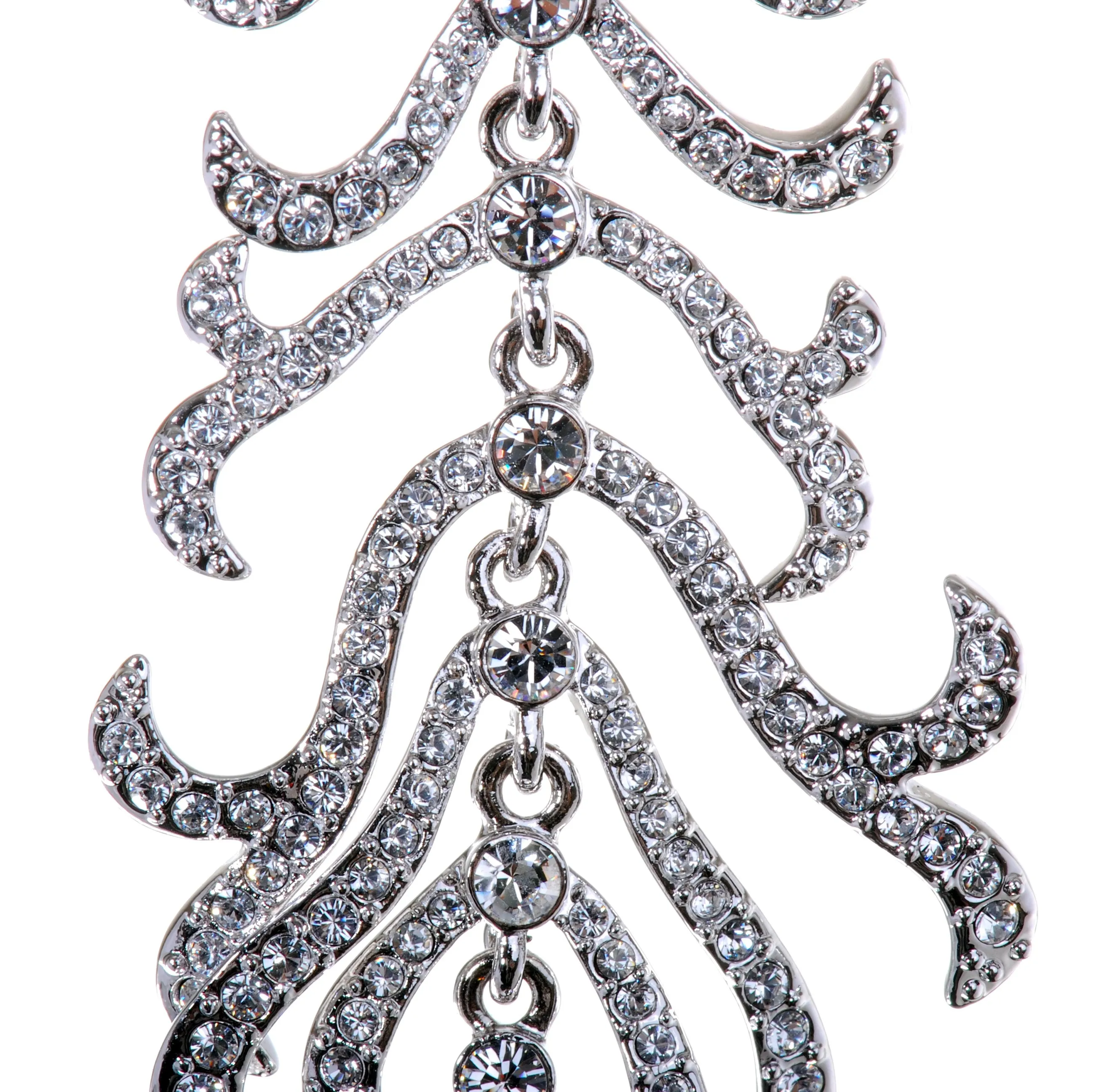 N7134 Rhodium Swarovski Elements Leaf Pendant Necklace