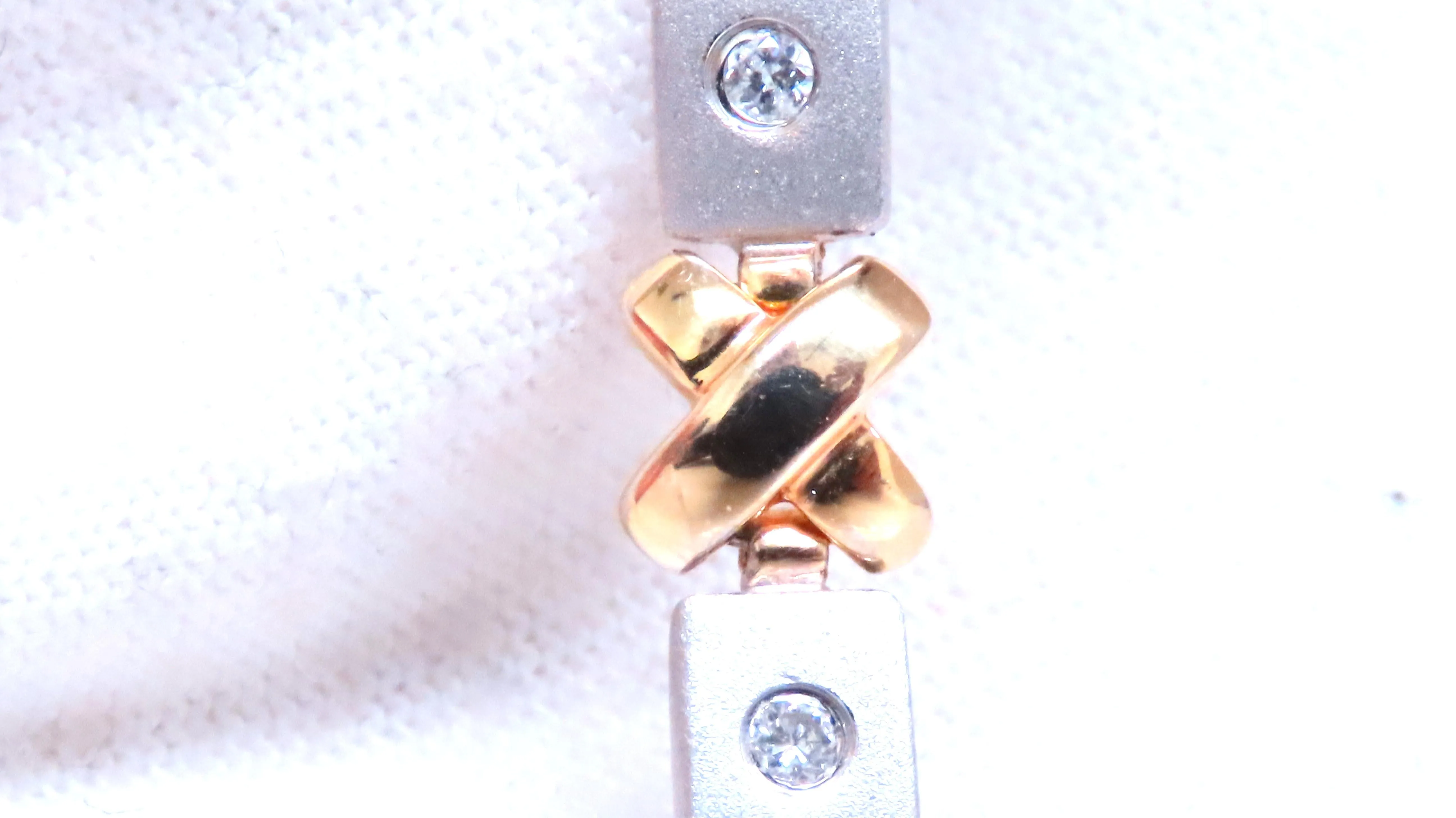 Natural Diamond Link Bracelet 14kt Gold Sandblast X 12388