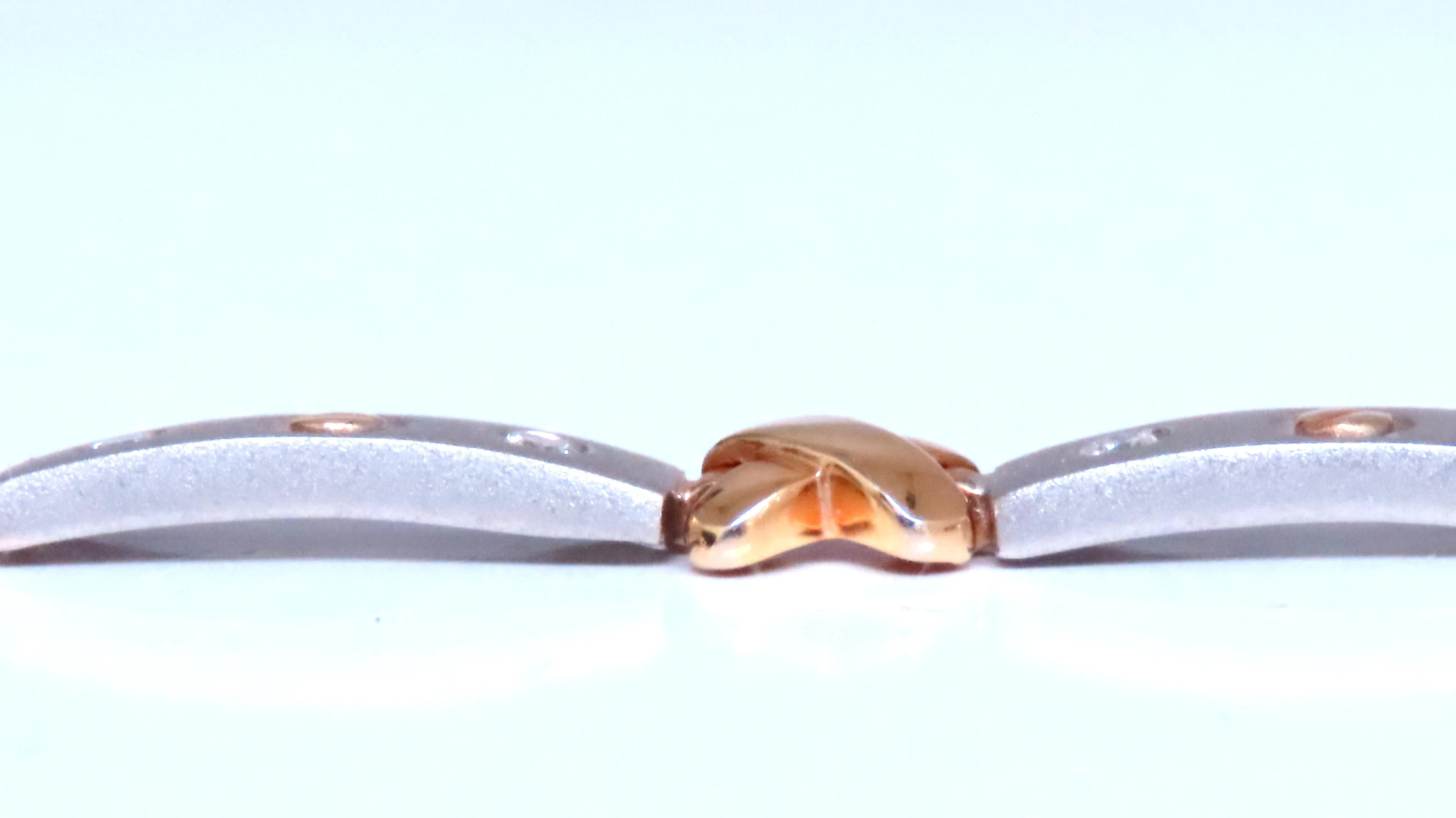 Natural Diamond Link Bracelet 14kt Gold Sandblast X 12388