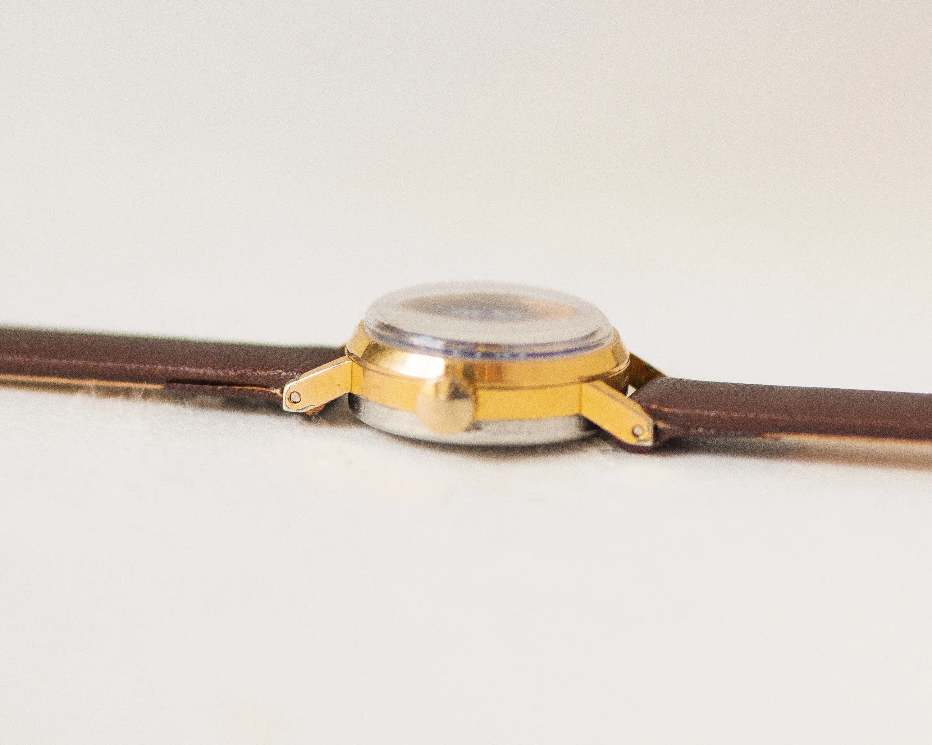 Navy blue women's watch small gold plated Seagull, lady watch petite vintage, women's watch dainty jewelry gift, new premium leather strap