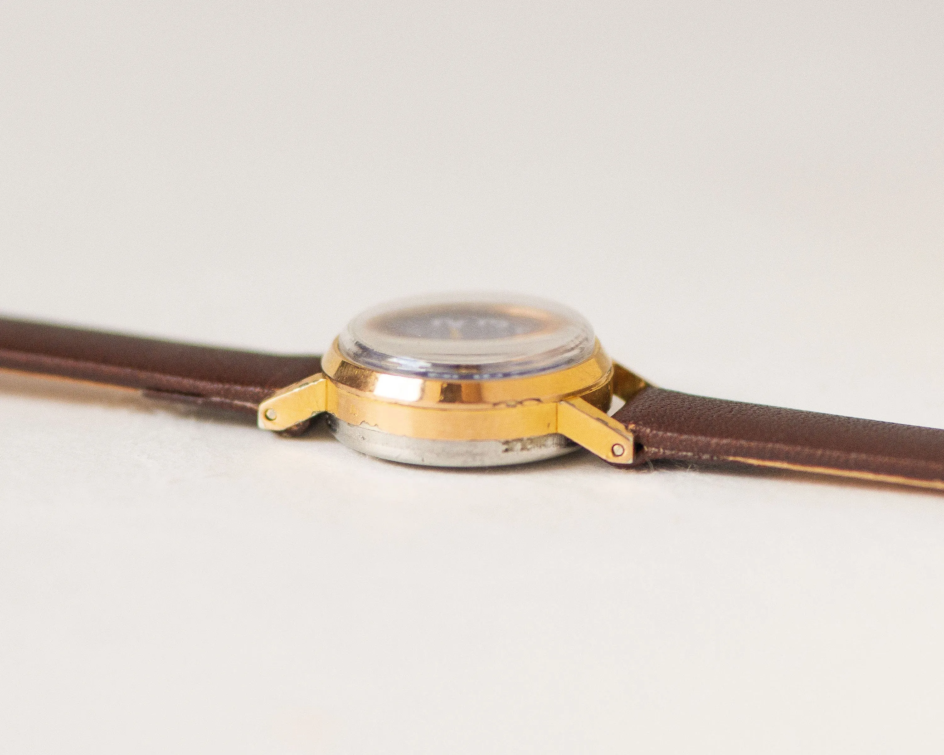 Navy blue women's watch small gold plated Seagull, lady watch petite vintage, women's watch dainty jewelry gift, new premium leather strap