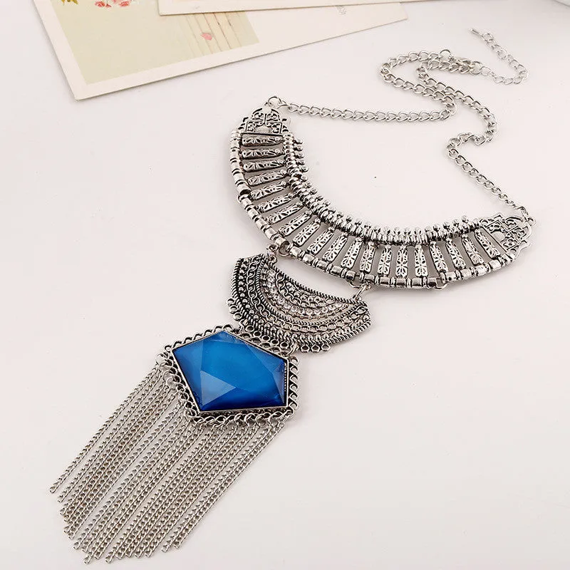 Necklaces Colar Big Necklace Pendants Long Vintage Jewelry Woman Maxi Boho Tassel Bohemian Ethnic Choker Statement Necklace
