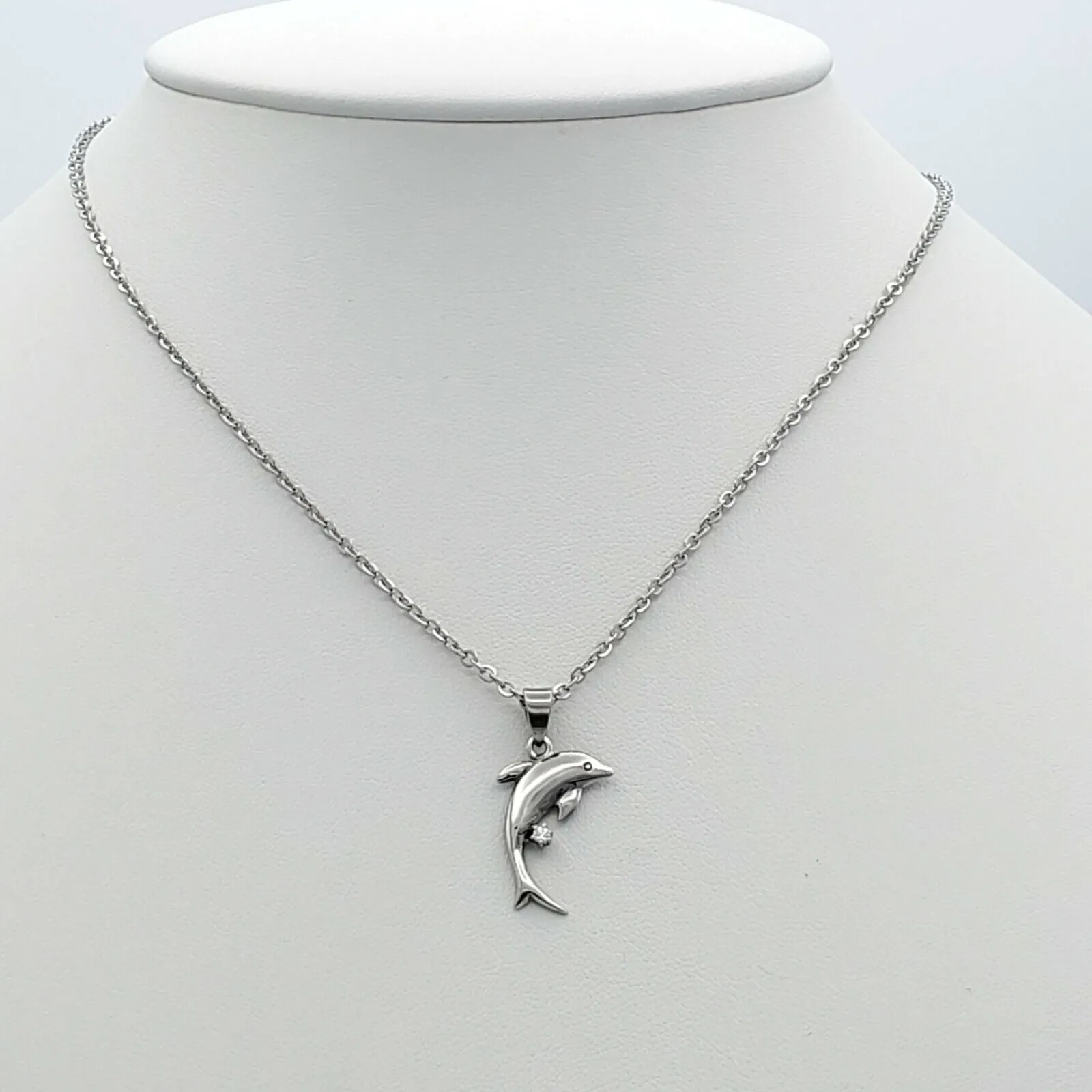 Necklaces - Stainless Steel. Dolphin Pendant & Chain.