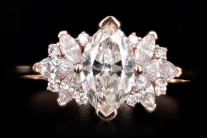 New 14K Rose Gold .84 Carat Marquise Diamond Engagement Ring
