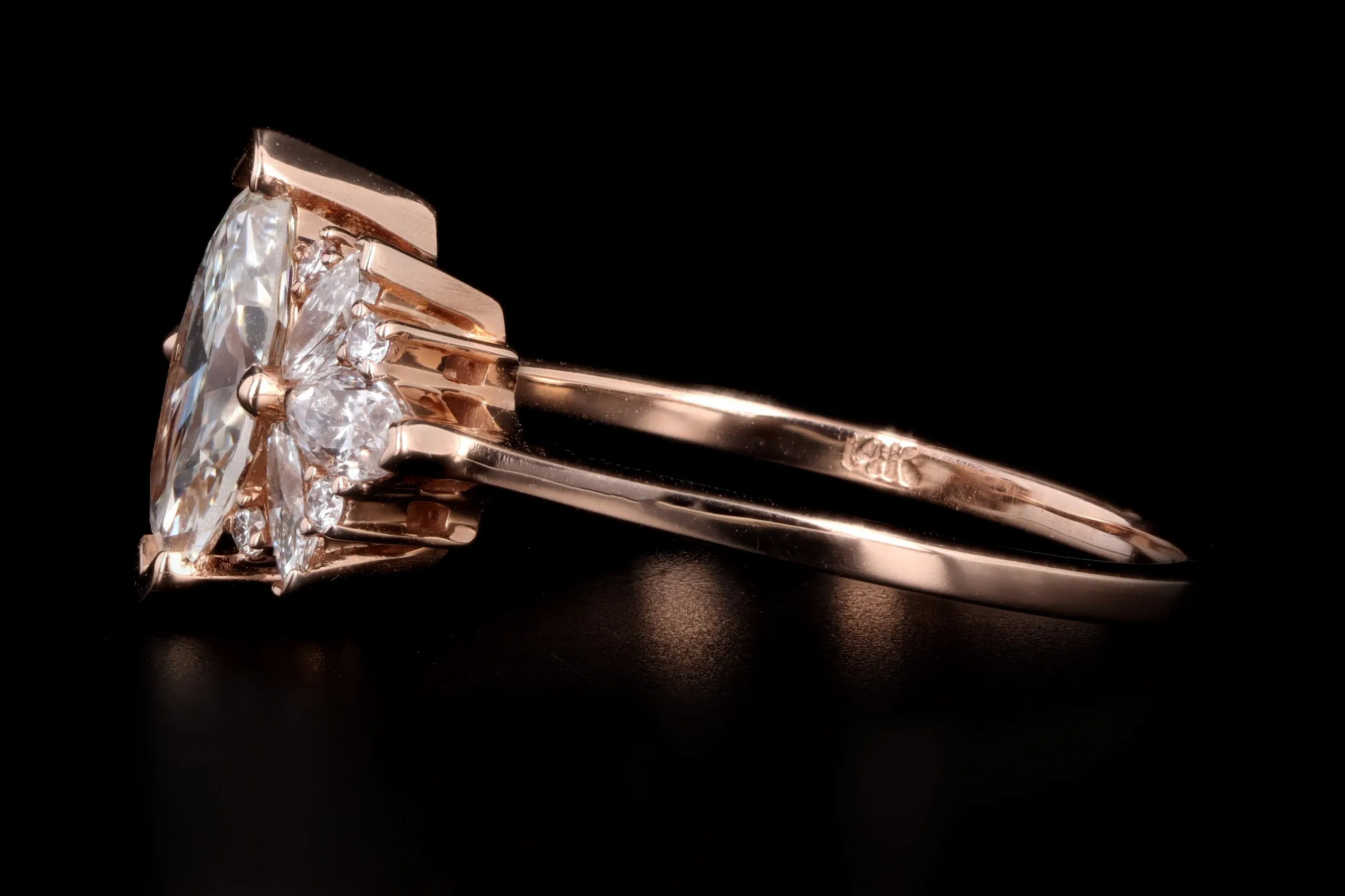 New 14K Rose Gold .84 Carat Marquise Diamond Engagement Ring