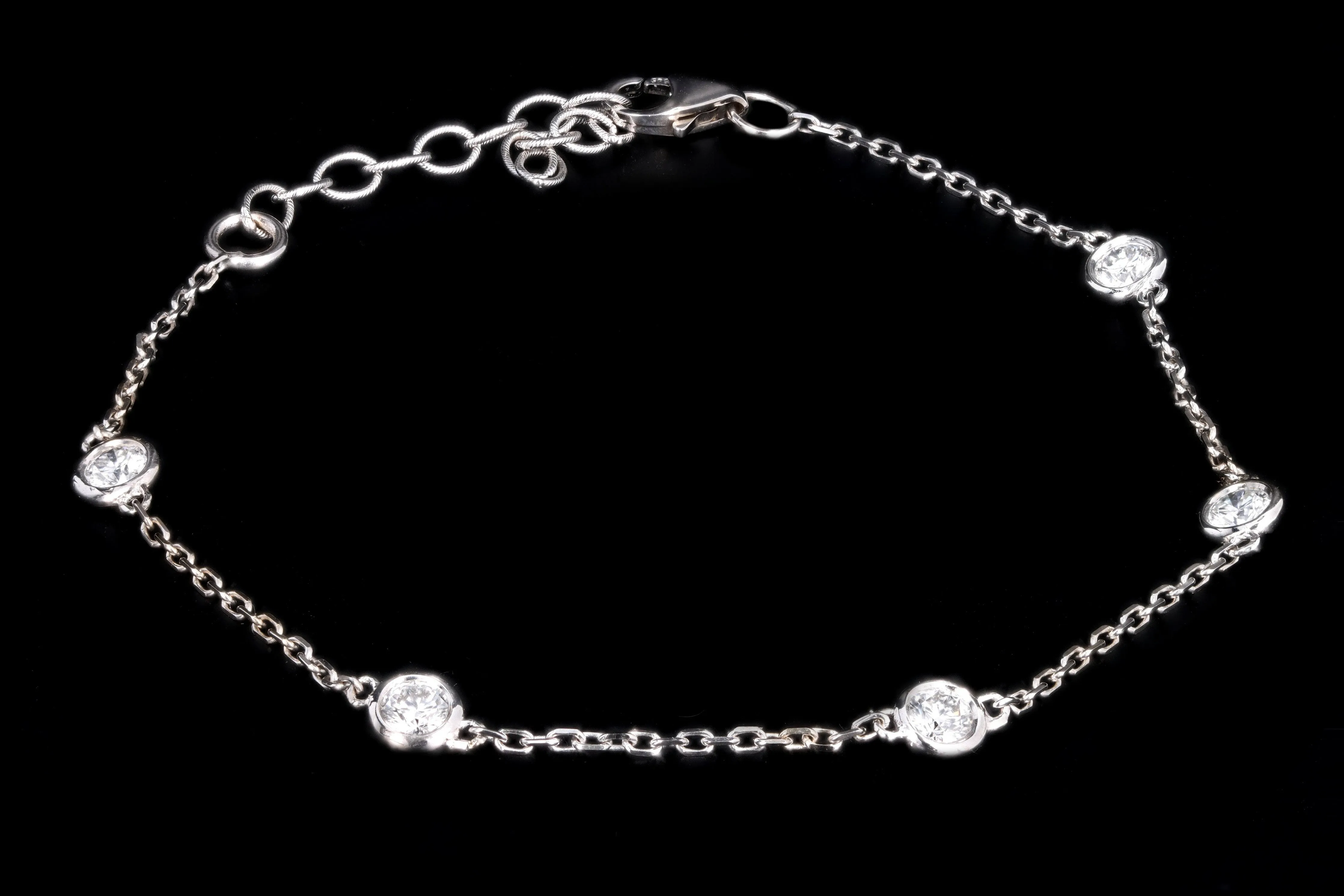 New 14K White Gold .48 Carat Diamond By The Yard Bracelet