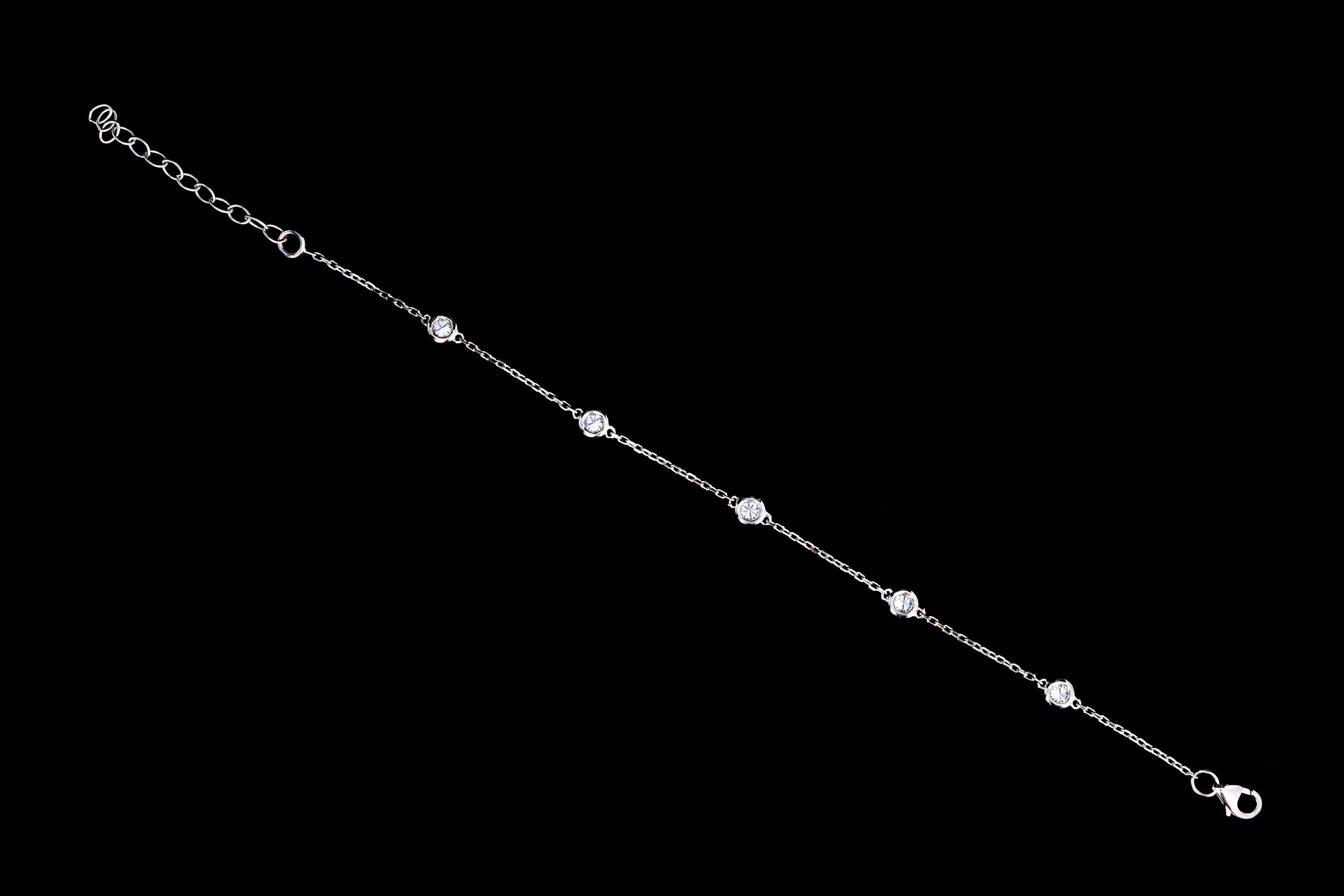 New 14K White Gold .48 Carat Diamond By The Yard Bracelet
