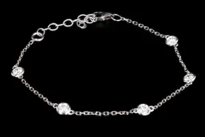 New 14K White Gold .48 Carat Diamond By The Yard Bracelet