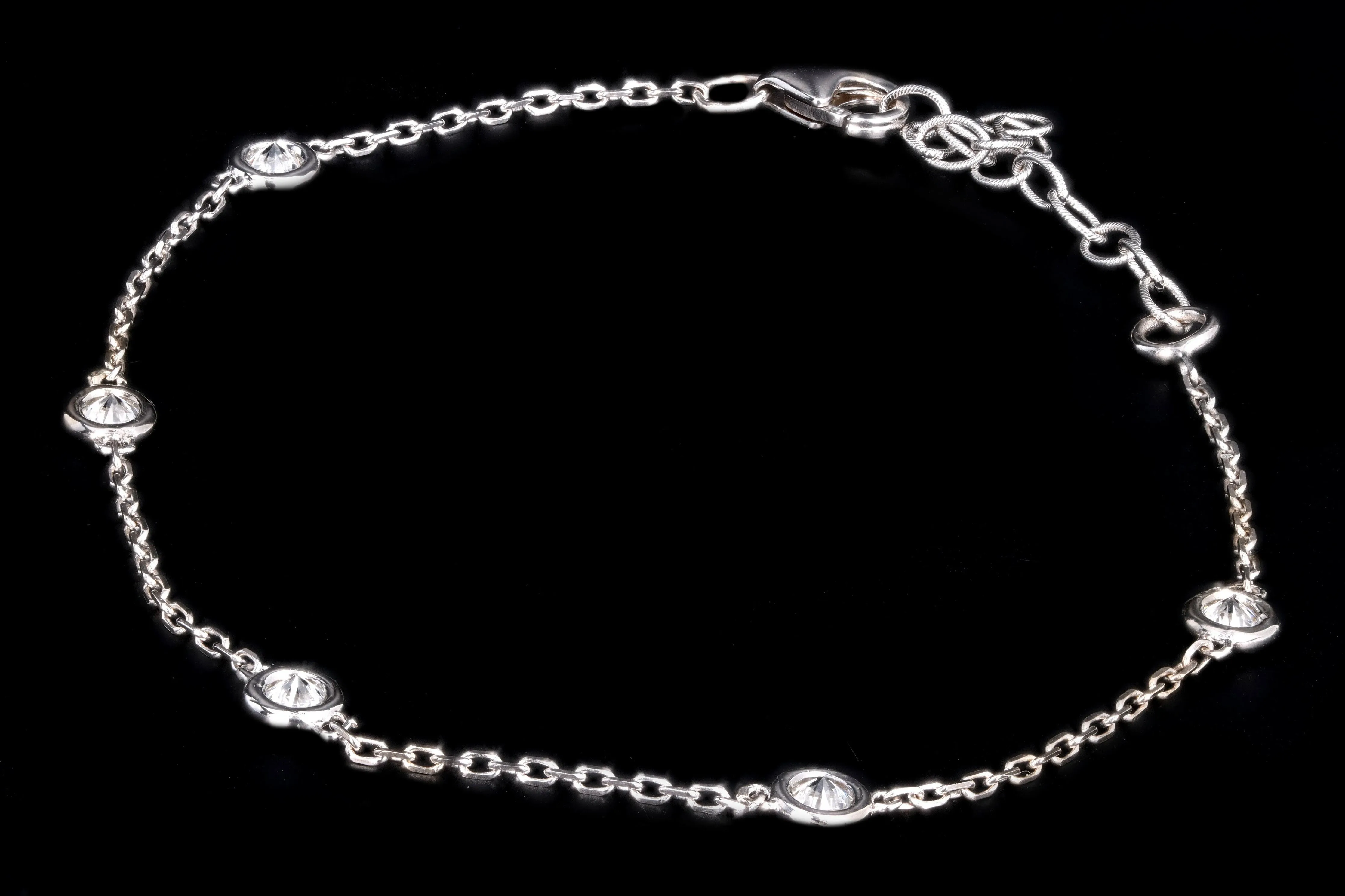 New 14K White Gold .48 Carat Diamond By The Yard Bracelet
