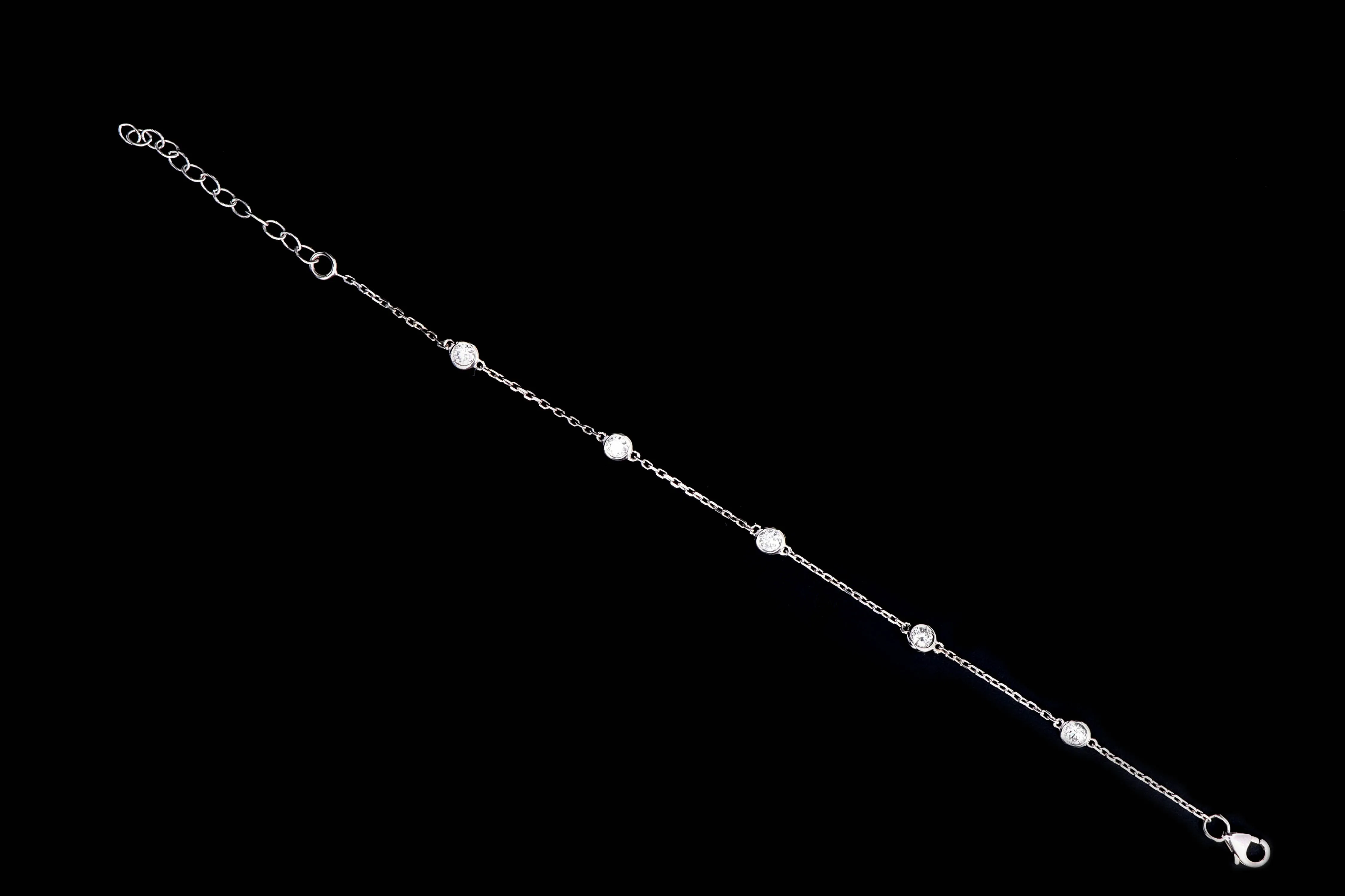 New 14K White Gold .48 Carat Diamond By The Yard Bracelet