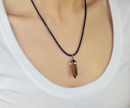New Fashion jewelry natural quartz stone turquoise agate amethyst pendant necklace Valentine's Day Gifts for women girl
