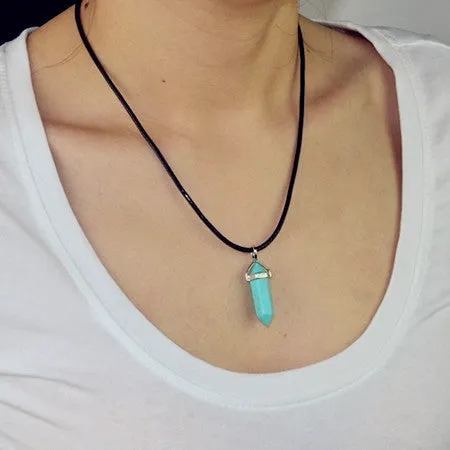 New Fashion jewelry natural quartz stone turquoise agate amethyst pendant necklace Valentine's Day Gifts for women girl