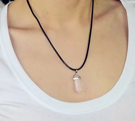 New Fashion jewelry natural quartz stone turquoise agate amethyst pendant necklace Valentine's Day Gifts for women girl