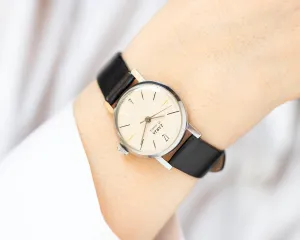 New old stock women watch classic Dawn, silver shade minimalist watch for women vintage gift, lady watch delicate, new luxury leather strap