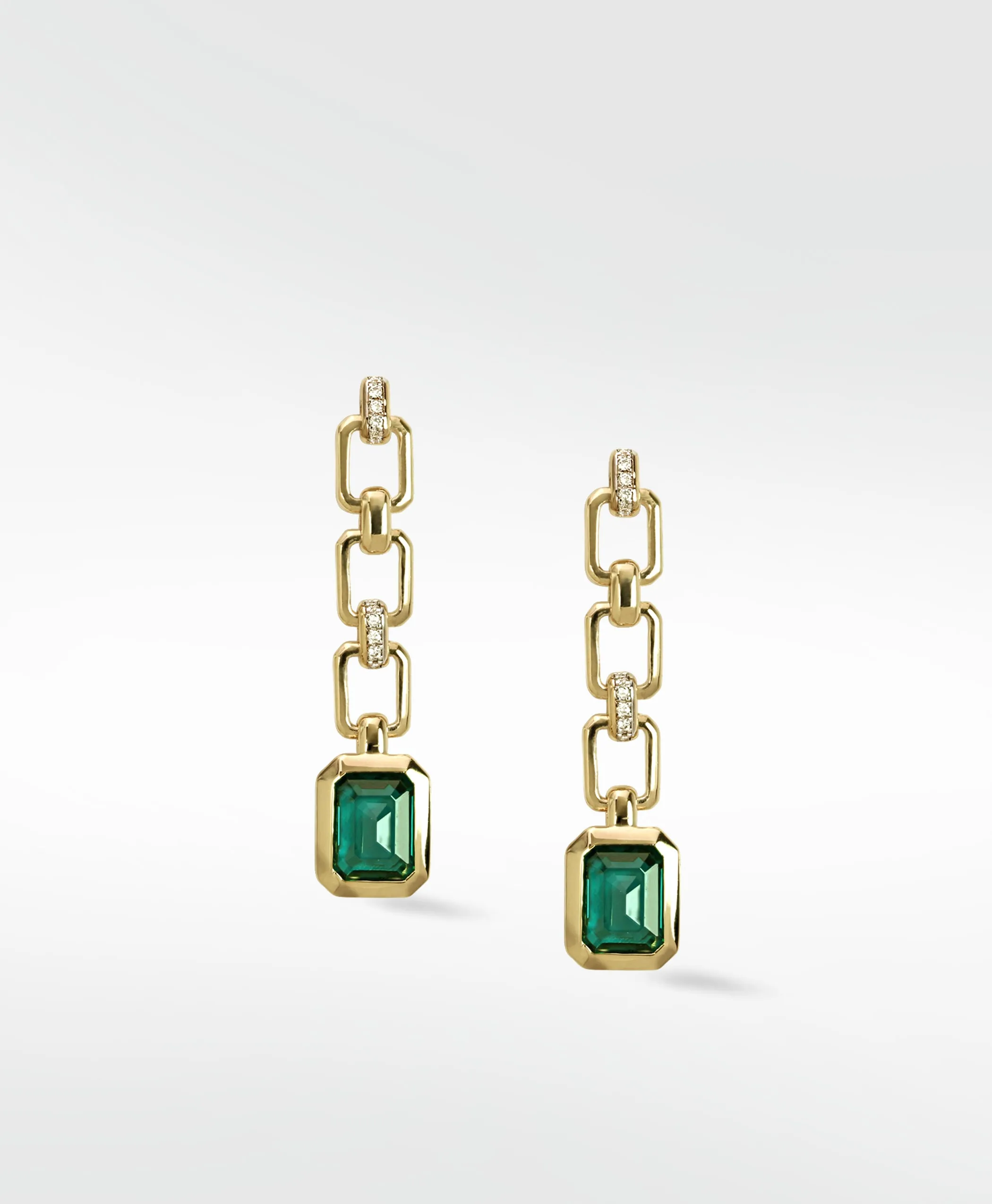 Nexus Emerald and Chain Earrings