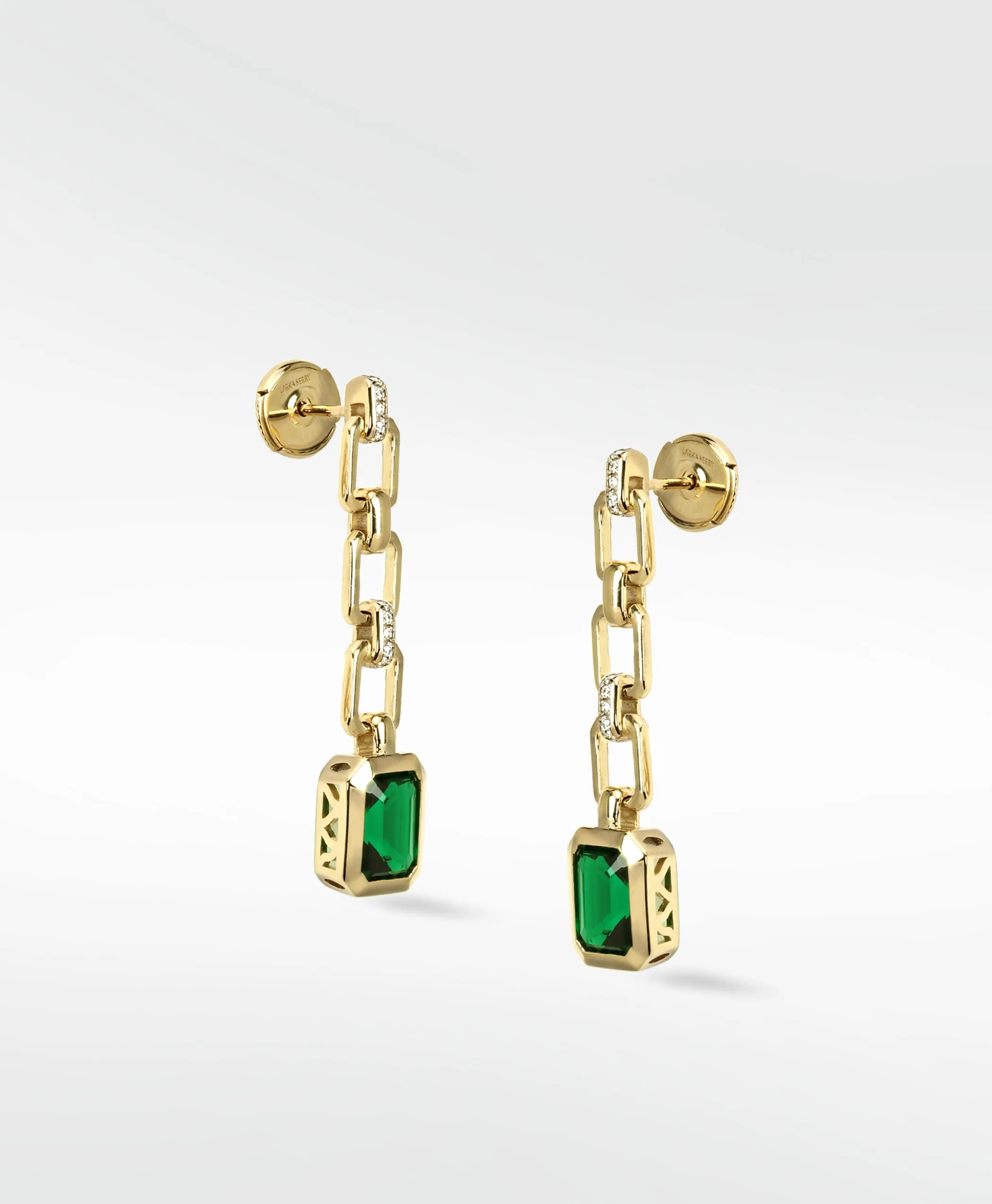 Nexus Emerald and Chain Earrings